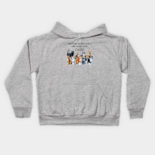 The more people I meet the more I like cats - funny watercolour cat design Kids Hoodie